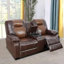 Nautery Leather Recliner Sofa,Living Room Furniture Set, Leather Sofa Set With Storage Console & Cup Holder For Office/Apartment(3 Pieces,Brown) 19 Nautery Leather Recliner Sofa,Living Room Furniture Set, Leather Sofa Set With Storage Console & Cup Holder For Office/Apartment(3 Pieces,Brown) -Safavieh Furniture 51Zgny8LLnL. AC