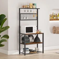 SogesGame Kitchen Baker's Rack 4-Tier Storage Rack Shelves, Multi-Storage Function Display Storage Rack, Microwave Stand Utility Cart, Plant Flower Stand, For Kitchen And Living Room