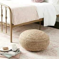 Decor Therapy Round Braided Natural Jute Woven Pouf Ottoman, 19" X 10" -Safavieh Furniture 51ZqpkvFK4L