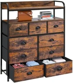 Enhomee Dresser For Bedroom, Chest Of Drawers For Bedroom,Tall Dresser With 9 Drawer Dresser,Fabric Dresser For Closet With Wood Top For Nursery,Living Room,Entryway,2 Shelves,Metal Frame,Rustic Brown 15 Enhomee Dresser For Bedroom, Chest Of Drawers For Bedroom,Tall Dresser With 9 Drawer Dresser,Fabric Dresser For Closet With Wood Top For Nursery,Living Room,Entryway,2 Shelves,Metal Frame,Rustic Brown -Safavieh Furniture 51ZsAAqiC4L. AC