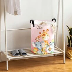 Cute Jungle Animals Personalized Laundry Basket Clothes Hamper With Handles Waterproof,Custom Collapsible Laundry Storage Baskets For Bedroom,Bathroom Decorative Large Capacity -Safavieh Furniture 51a1xzo9DVL