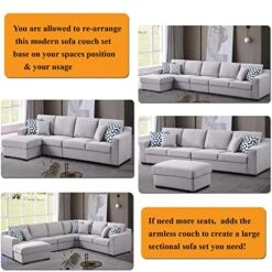 Asunflower Sectional Couches For Living Room Modular Sectional Sofa Ottoman Set 6 Seater Fabric Grey Couches L Shape Sectional Furnitures For Apartment,Large (6 Pillows) -Safavieh Furniture 51aA5z2h67L