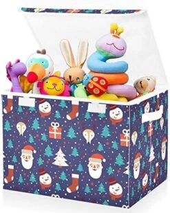 FULUHUAPIN Bell Santa Claus Toy Storage Box Chest With Lid, 16.5"x12.6"x11.8" Sturdy Toys Organizer Boxes Bin Baskets For Boy, Girl, Nursery, Closet, Bedroom, Playroom 21010114 -Safavieh Furniture 51aBn9cAlAL. AC