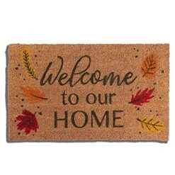 Avera Products | Welcome Fall Leaves, Natural Coir Fiber Doormat, Anti-Slip PVC Mat Back