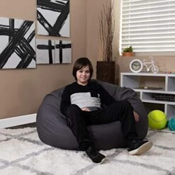 EMMA + OLIVER Oversized Solid Gray Refillable Bean Bag Chair For All Ages -Safavieh Furniture 51aI75Ok9aL