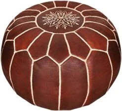 GRAN Handmade Leather Moroccan Pouf Footstool Ottoman | Brown Genuine Leather With Hand Embroidered White Stitching | Unstuffed 10 GRAN Handmade Leather Moroccan Pouf Footstool Ottoman | Brown Genuine Leather With Hand Embroidered White Stitching | Unstuffed -Safavieh Furniture 51aRUnML SL. AC