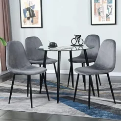 Bacyion Glass Dining Table Set For 4-5 Pieces Dining Room Table Set, Rectangle Kitchen Table With 4 Grey Fabric Dining Chairs, Modern Table & Chair Set For Dining Room, Kitchen, Dinette, Small Space 19 Bacyion Glass Dining Table Set For 4-5 Pieces Dining Room Table Set, Rectangle Kitchen Table With 4 Grey Fabric Dining Chairs, Modern Table & Chair Set For Dining Room, Kitchen, Dinette, Small Space -Safavieh Furniture 51aSZS01L. AC