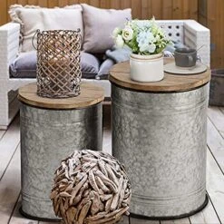 Oneinmil Rustic Storage Bins Farmhouse End Table Farmhouse Furniture Galvanized Metal Stool Ottoman Seat With Round Wood Lid Set Of 2 9 Oneinmil Rustic Storage Bins Farmhouse End Table Farmhouse Furniture Galvanized Metal Stool Ottoman Seat With Round Wood Lid Set Of 2 -Safavieh Furniture 51aWDdH5E8S