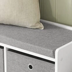 Haotian FSR65-DG, Grey 3 Baskets Hallway Bedroom Storage Bench With Seat Cushion, Shoe Bench, Shoe Rack, Shoe Cabinet 17 Haotian FSR65-DG, Grey 3 Baskets Hallway Bedroom Storage Bench With Seat Cushion, Shoe Bench, Shoe Rack, Shoe Cabinet -Safavieh Furniture 51aXVaut54L