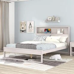 Antique Gray 3 Pieces Furniture Size Bedroom Frame With USB Charging And Wood Slatt, Dresser, Night Stand, Easy Assemble, Bed Set-Queen -Safavieh Furniture 51achbyGV3L. AC