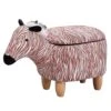 Animal Footstool Zebra Shape Storage Ottoman, Wood Low Stool Shoe Stool For Bedroom,Living Room Or Entryway,Gift For Kids (Color : Red, Size : 65 * 32 * 53cm)