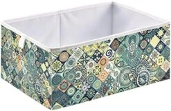 Silver White Glitter Pattern Round Storage Organizer Canvas Collapsible Box Chest Organizer For Edroom Closet Kid's Toys Laundry 11x11x11 Inch -Safavieh Furniture 51al9q8FXoL. AC