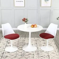 STYLIFING 3 Pieces Dining Table Set Mid-Century Modern Tulip Dining Table And 2 Swivel Fabric Upholstered Dining Chairs In Red,Kitchen Table And Chairs For 2 Person -Safavieh Furniture 51anIrXE7zL. AC