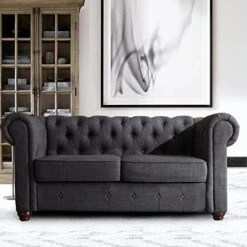 Rosevera Grier Polyester Upholstered Button Tufting Lounge Sofa Chair For Indoor Bedroom, Standard, Linen Beige Chaise -Safavieh Furniture 51aoku29wNL. AC