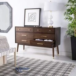 Safavieh Couture Home Madden Modern Retro Walnut 6-drawer Dresser -Safavieh Furniture 51arA0vZXyL