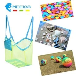 Meejaa Mesh Beach Bag, Classic Mesh Beach Toy Tote Bag, Foldable Large Children's Toy Storage Bag, Used For Storage Of Toys, Shells, Clothes And Towels When Playing On The Beach -Safavieh Furniture 51awC3VdVDS