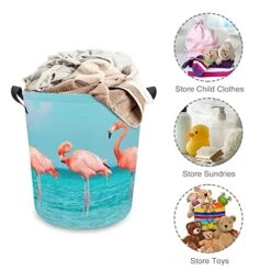 HoaMoya Collapsible Three Flamingo On The Water Laundry Hamper Hello Summer Nursery Hamper Large Waterproof Clothes Toy Storage Basket Bin For Kids Boys Girls Bedroom Bathroom -Safavieh Furniture 51b6GxRSFHL