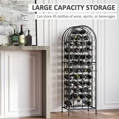 HOMCOM 45-Bottle Modern Wine Organizer Decorative Portable Wrought Iron Wine Rack Jail -Safavieh Furniture 51bCSSRiztL