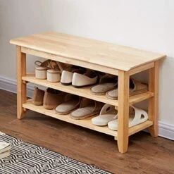 OGCAU Shoe Bench Entryway With Storage Bench For Bedroom, Ottoman, 2 Tier, Shoe Rack Organizer For Door, Good Load Bearing, Ideal For Entryway Hallway Living Room And Corridor(Natural 23.6") -Safavieh Furniture 51bEIdnmfvL. AC