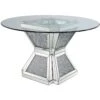 Acme Furniture Noralie Dining Table, Clear Glass, Mirrored & Faux Diamonds