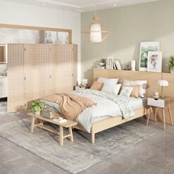 6 Panel Bamboo Room Dividers, Folding Room Divider Privacy Screens, Room Separating Wall Dividers, Natural Room Partition, Freestanding, 5.9 Ft. Tall -Safavieh Furniture 51bkybbCIgL