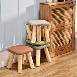 Upholstered Footstool Home Shoe Bench Fabric Sofa Stool Comfortable And Breathable Sedentary Is Not Tired Solid Wood Stool Bearing 100kg 28x28x28cm (Color : Light Green) -Safavieh Furniture 51c5NlC8DJL