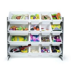 Humble Crew Kids Toy Organizer With 16 Storage Bins, Grey/White -Safavieh Furniture 51c7F9llLkL