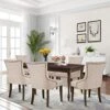 Merax Dining Chair Set Of 6, Leisure Padded Chair With Armrest, Nailed Trim, Dining Room Chairs, Beige