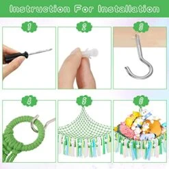 QUEEN KING Large Stuffed Animal Net Or Hammock With LED Light, Boho Hanging Stuff Animals Storage Organizer With Tassels Wall Corner Animal Hammock Holder Organizer Toy Hammock(Green) 11 QUEEN KING Large Stuffed Animal Net Or Hammock With LED Light, Boho Hanging Stuff Animals Storage Organizer With Tassels Wall Corner Animal Hammock Holder Organizer Toy Hammock(Green) -Safavieh Furniture 51cHb9EBmPL