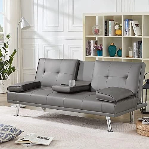 Anwick Modern Leather Futon Sofa Bed,Convertible Folding Couch Recliner Sleeper Loveseat For Small Space,Apartment,Office,Dorm,with Cup Holders And Removable Armrest (White) 8 Anwick Modern Leather Futon Sofa Bed,Convertible Folding Couch Recliner Sleeper Loveseat For Small Space,Apartment,Office,Dorm,with Cup Holders And Removable Armrest (White) - Image 8