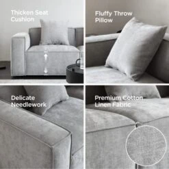 Acanva Luxury Modular Sectional Living Room Sofa Set, Modern Minimalist Style Couch With Ottoman And Chaise, L-Shape, Grey -Safavieh Furniture 51cbKrkj78L