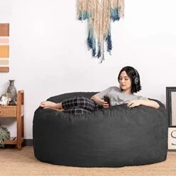 Jaxx 5 Foot Saxx Bean Bag Chair For Adults - Luxe Faux Fur, Silver Fox 19 Jaxx 5 Foot Saxx Bean Bag Chair For Adults - Luxe Faux Fur, Silver Fox -Safavieh Furniture 51cfHyiu1WL. AC