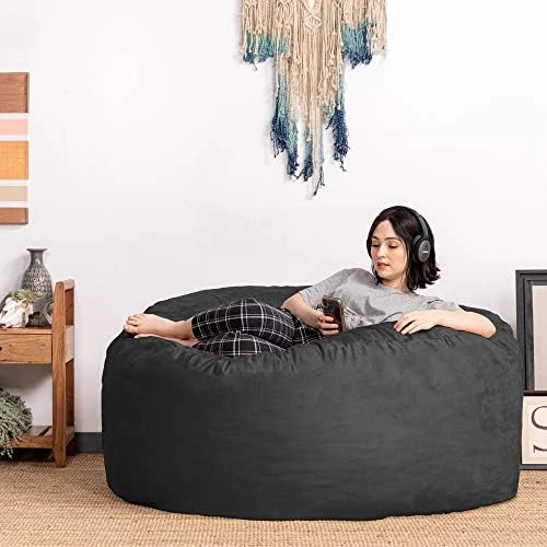 Jaxx 5 Foot Saxx Bean Bag Chair For Adults - Luxe Faux Fur, Silver Fox 5 Jaxx 5 Foot Saxx Bean Bag Chair For Adults - Luxe Faux Fur, Silver Fox - Image 5
