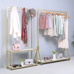 FURVOKIA Industrial Metal And Wood Entryway Furniture Hall Trees With Coat Rack Shoe Bag Hat Storage Bench,Floor-Standing 2 Tier Display Stand (Gold Square Tube, 31.5" L) 9 FURVOKIA Industrial Metal And Wood Entryway Furniture Hall Trees With Coat Rack Shoe Bag Hat Storage Bench,Floor-Standing 2 Tier Display Stand (Gold Square Tube, 31.5" L) -Safavieh Furniture 51cfrTmBWFL