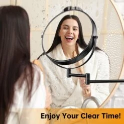 Anfauny 9 Inch Wall Mounted Makeup Mirror, 1X/10X Double-Sided Magnifying Mirror, 360° Swivel Vanity Mirror [Foldable & Extendable Design & Anti-Rust] Shaving Cosmetic Wall Mirror For Bathroom, Black -Safavieh Furniture 51cgvQpnvfL