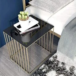JGATW Nightstand Iron Art Storage Shelf End Table Creative Tea Desk Vintage Bedroom Living Room Ultra Narrow Nightstand Coffee Table For Living Room And Bedroom (Color : Gold) -Safavieh Furniture 51cjs8U9EUL