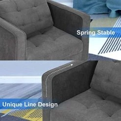 STHOUYN Mid Century Modern Upholstered Fabric Accent Chair With Arms Set Of 2 Armchair Comfy Reading Chair For Living Room Studio Office Couch, Single Sofa Set Bedroom Grey -Safavieh Furniture 51ckAvcQxnL