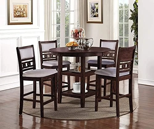 New Classic Furniture Gia 5-Piece Round Counter Height Dining Set With 1 Dining Table And 4 Chairs, 42-Inch, Ebony 5 New Classic Furniture Gia 5-Piece Round Counter Height Dining Set With 1 Dining Table And 4 Chairs, 42-Inch, Ebony - Image 5
