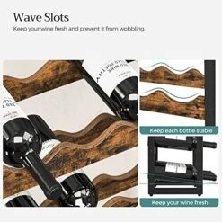 SONGMICS Countertop Wine Rack, 3-Tier Display Wine Storage Shelves, Holds 12 Bottles, Bamboo Wobble-Free Bottle Holder For Kitchen Bar Dining Room Living Room, Rustic Brown And Black UKWR011B01 12 SONGMICS Countertop Wine Rack, 3-Tier Display Wine Storage Shelves, Holds 12 Bottles, Bamboo Wobble-Free Bottle Holder For Kitchen Bar Dining Room Living Room, Rustic Brown And Black UKWR011B01 -Safavieh Furniture 51cqZ3NiL9L