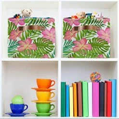 ALAZA Rectangular Foldable Storage Bin Floral Exotic Tropical Collapsible Waterproof Laundry Hamper Baby Nursery Basket Organizer With Handles For Closet Toys Gifts 1PCS -Safavieh Furniture 51cthiVMvcL