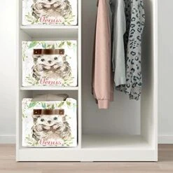 Pink Floral Hedgehog Girl Personalized Large Storage Box For Toy,Bathroom,Nursery,Home Kitchen Shelves,Custom Closet Decorative Storage Bins 2 Pack -Safavieh Furniture 51cvePEUARL