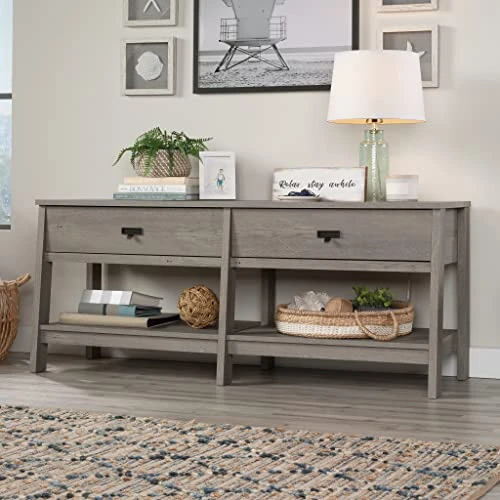 Sauder Trestle Credenza, For TV's Up To 60", Mystic Oak Finish 3 Sauder Trestle Credenza, For TV's Up To 60", Mystic Oak Finish - Image 3