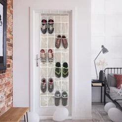 24 Pockets - SimpleHouseware Crystal Clear Over The Door Hanging Shoe Organizer, Gray (64'' X 19'') -Safavieh Furniture 51d0VVknHML