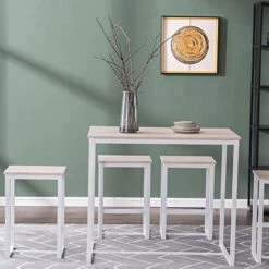 BYKALL Set Of 5, Industrial Style Bar Table Set, 4 Backless Bar Stools For Dining Area -Safavieh Furniture 51d2MJ8fMHL