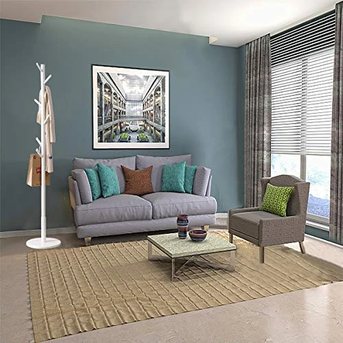 Coat Rack Wooden Coat Rack Free Standing Coat Tree With 8 Hooks Entryway Coat Hanger Stand With Round Base For Bags, Clothes, Umbrellas, Hats, In Home And Office (White) 6 Coat Rack Wooden Coat Rack Free Standing Coat Tree With 8 Hooks Entryway Coat Hanger Stand With Round Base For Bags, Clothes, Umbrellas, Hats, In Home And Office (White) - Image 6