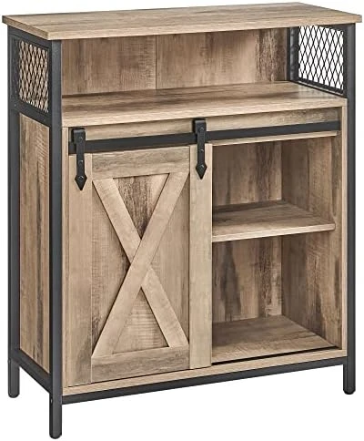 VASAGLE Buffet Cabinet, Sideboard With Open Compartment, Sliding Barn Door, 27.6”L X 11.8”W X 31.5”H, Industrial Rustic Brown And Black ULSC089B01 7 VASAGLE Buffet Cabinet, Sideboard With Open Compartment, Sliding Barn Door, 27.6”L X 11.8”W X 31.5”H, Industrial Rustic Brown And Black ULSC089B01 - Image 7