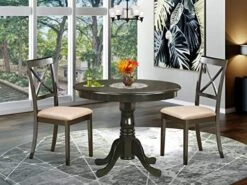 East West Furniture ANBO3-LWH-LC Dining Set, 3-Piece -Safavieh Furniture 51dUqqA6lnL. AC