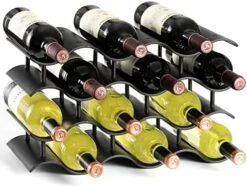 Bariboo Wave Wine Bottle Holder - Wine Rack Inserts For Cabinet That Fits 12 Bottles, Premium Plastic Countertop Wine Rack (Black, XL) -Safavieh Furniture 51dYdJZQYuL. AC