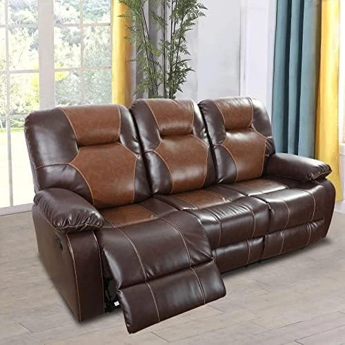 Nautery Leather Recliner Sofa,Living Room Furniture Set, Leather Sofa Set With Storage Console & Cup Holder For Office/Apartment(3 Pieces,Brown) 10 Nautery Leather Recliner Sofa,Living Room Furniture Set, Leather Sofa Set With Storage Console & Cup Holder For Office/Apartment(3 Pieces,Brown) - Image 10
