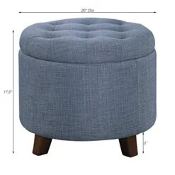 Lexicon Avon Round Tufted Fabric Storage Accent Ottoman, 20" W, Blue 8 Lexicon Avon Round Tufted Fabric Storage Accent Ottoman, 20" W, Blue -Safavieh Furniture 51ddCKuvHVL